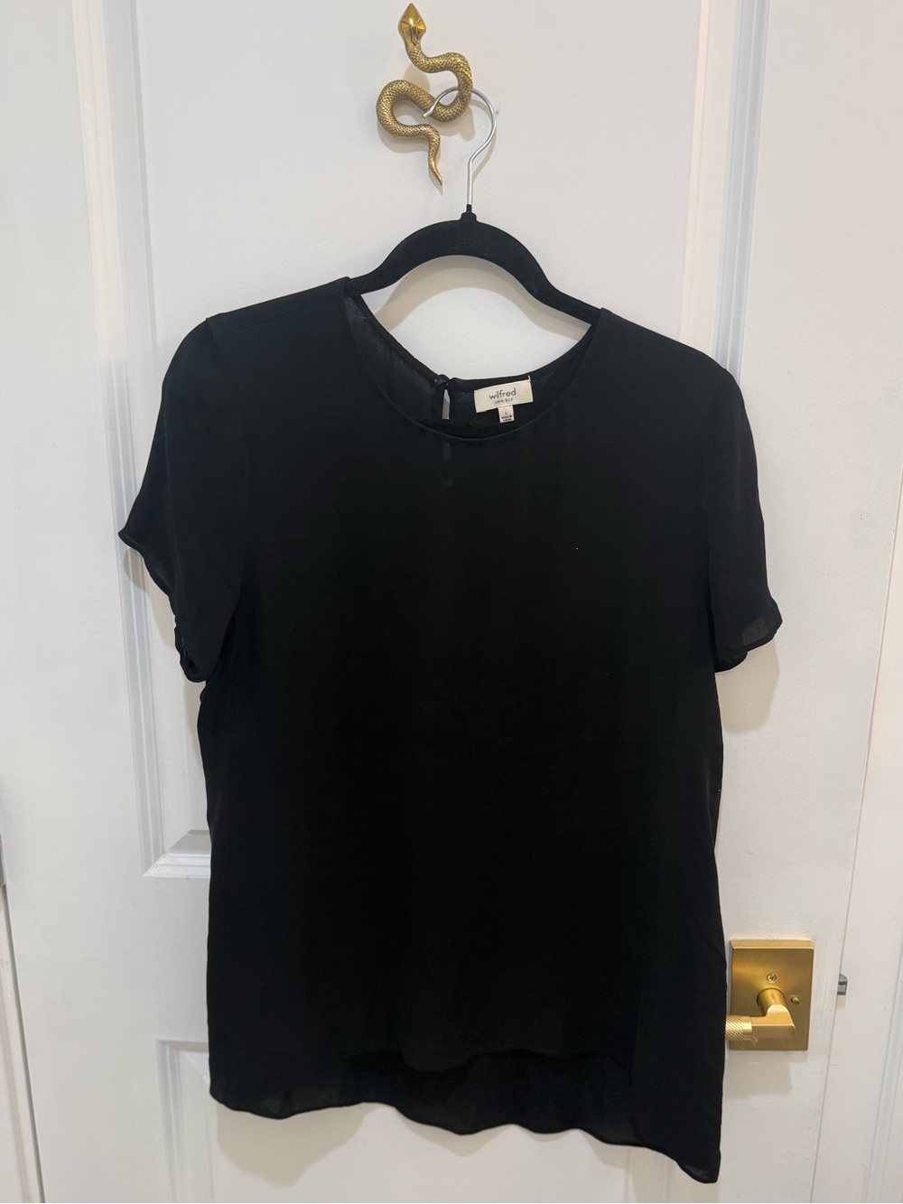 Wilfred Black Short-Sleeve 100% Silk Blouse